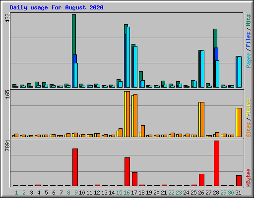 Daily usage for August 2020