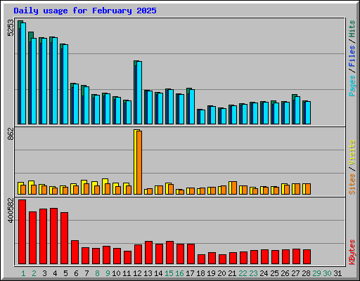 Daily usage for February 2025