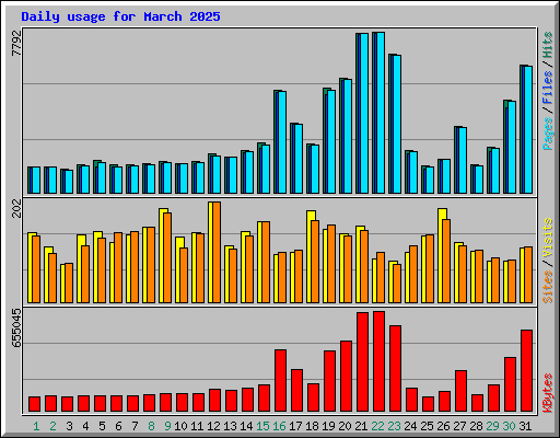 Daily usage for March 2025