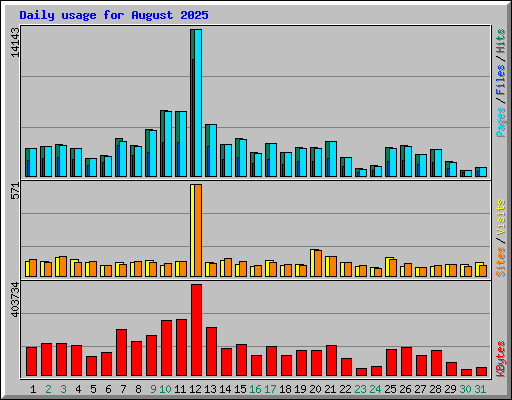 Daily usage for August 2025