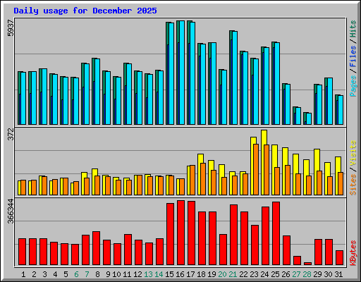 Daily usage for December 2025